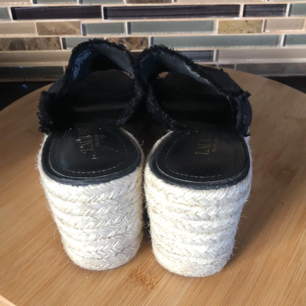 Ralph Lauren Carlynda linen espadrille wedges women’s‎ size 9.5